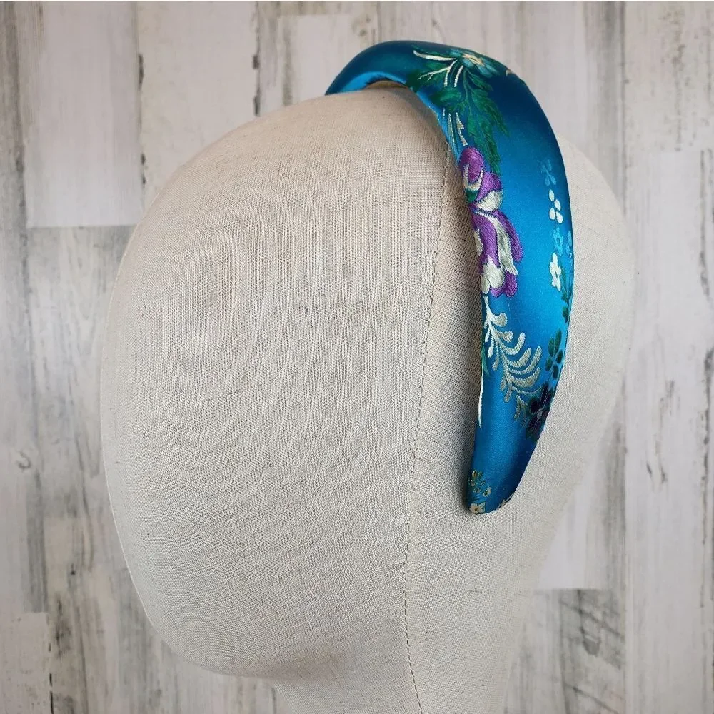 Embroidered Satin Padded Headband